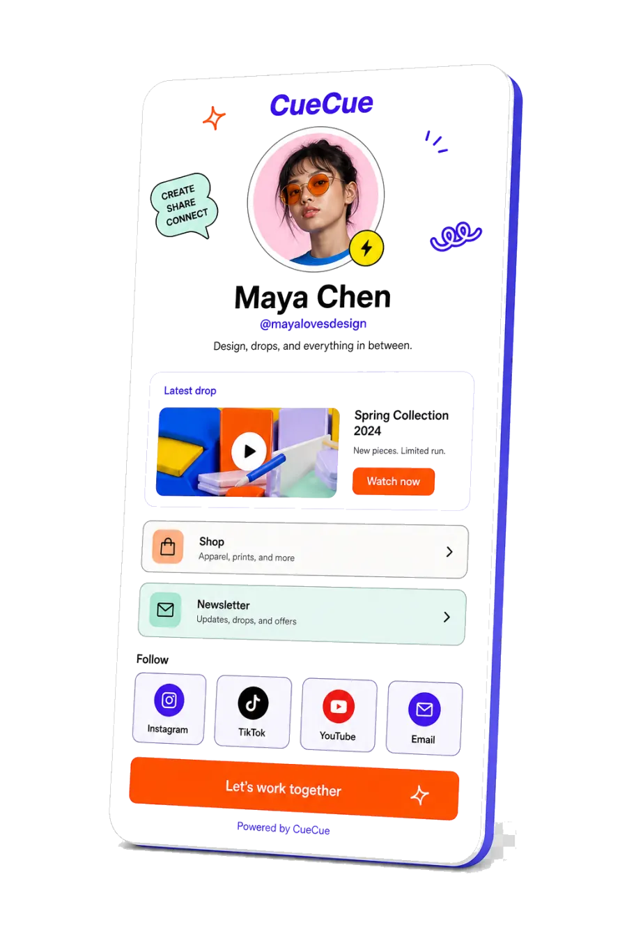 Link in Bio interactive card preview