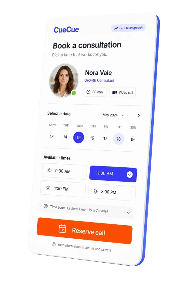 Book a call interactive web card example