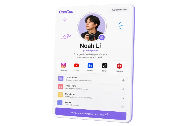 Social links interactive web card example